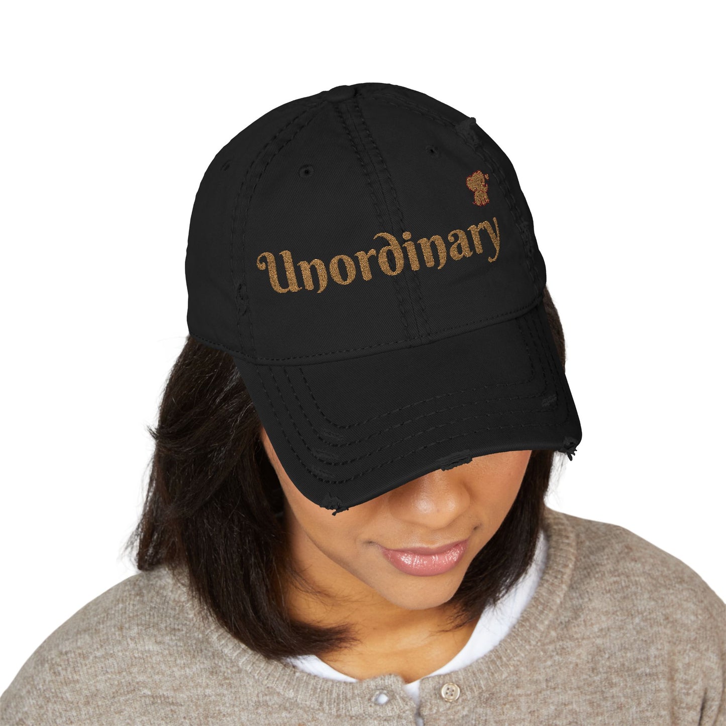'Unordinary' Embroided Distressed Dad Hat