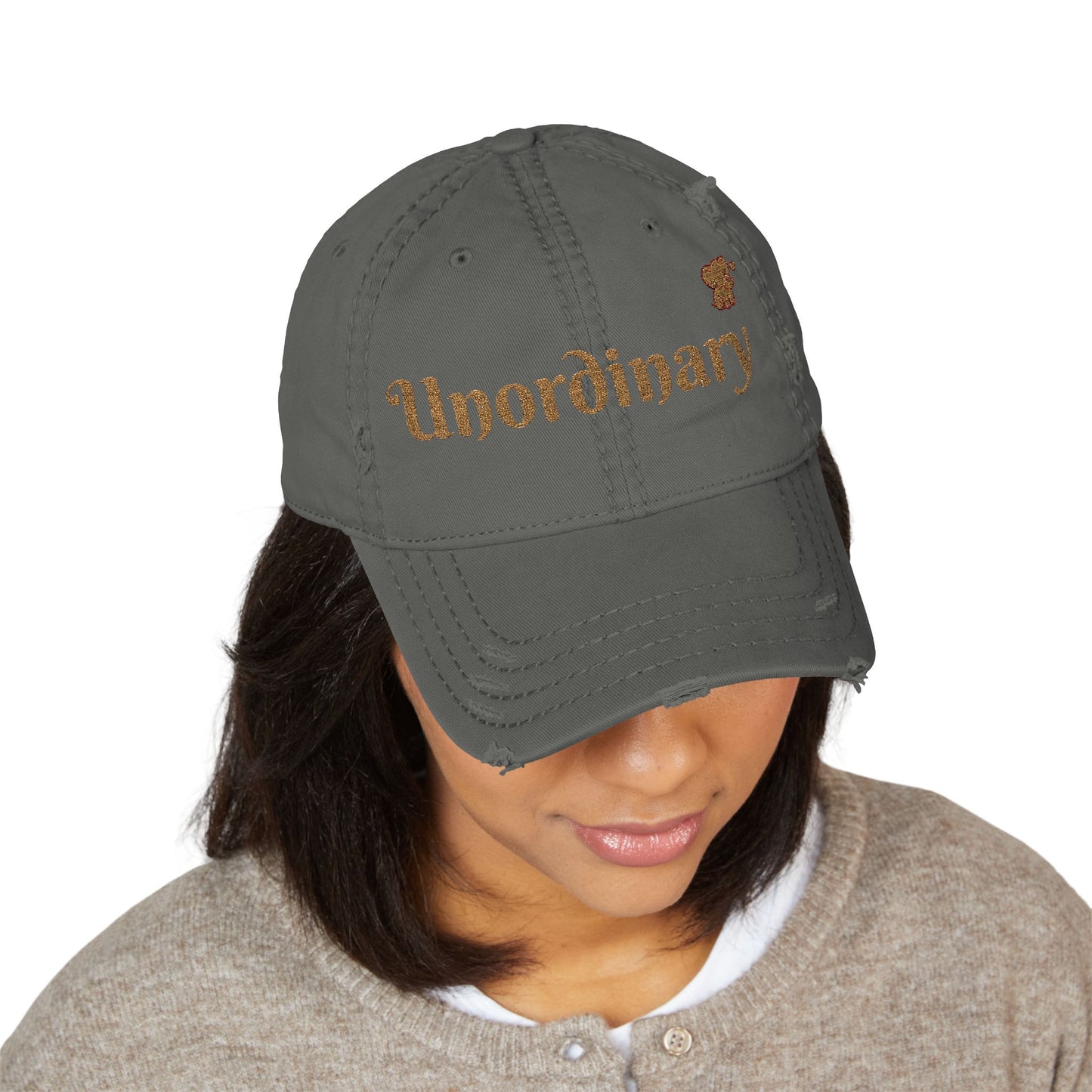 'Unordinary' Embroided Distressed Dad Hat