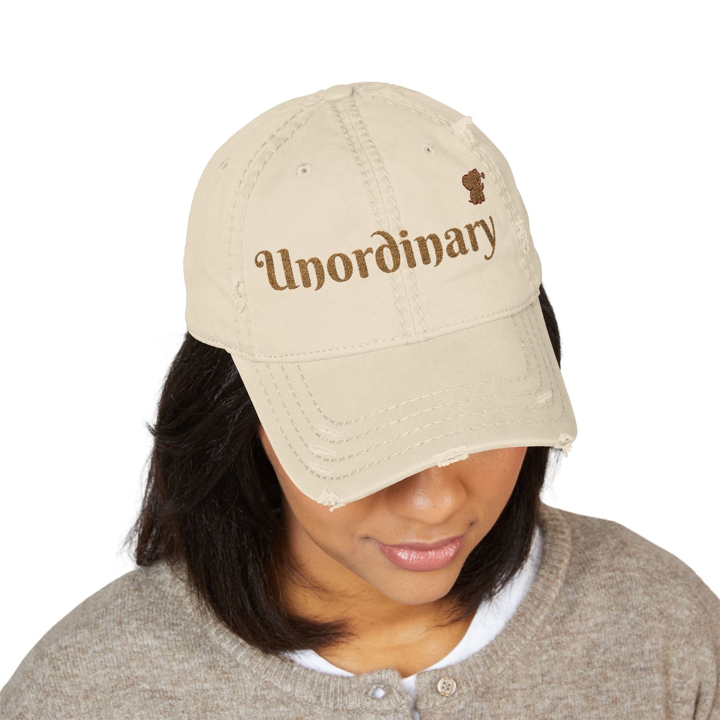 'Unordinary' Embroided Distressed Dad Hat